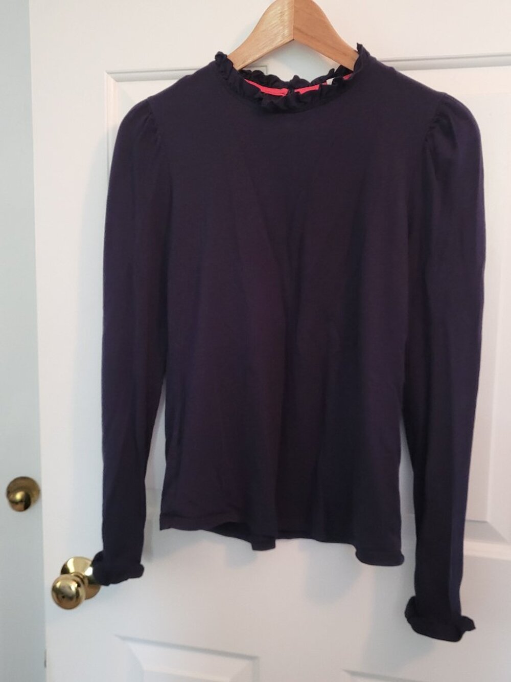 Boden Navy Supersoft Frill Detail Top - size 4